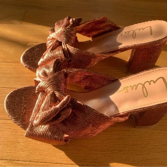 New! Lulus Bronze Bow Mules - Picture 2 of 5